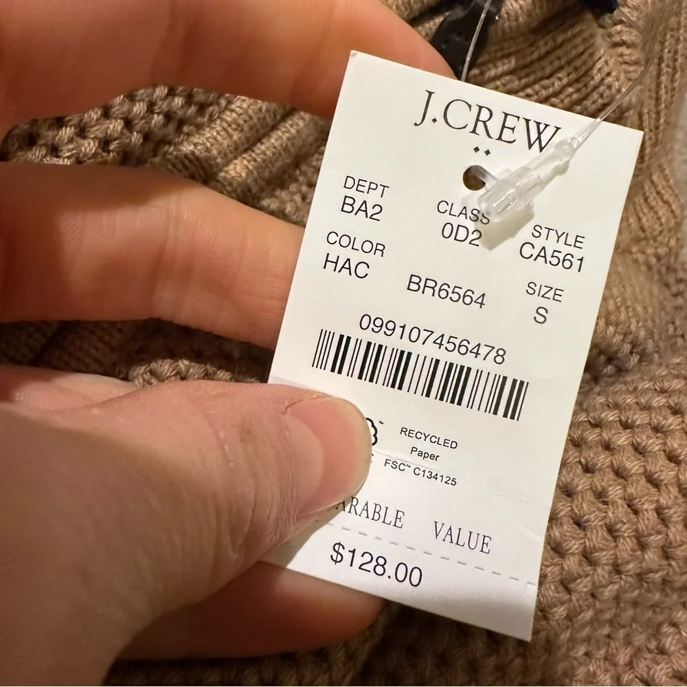 J crew Cotton honeycomb knit half-zip